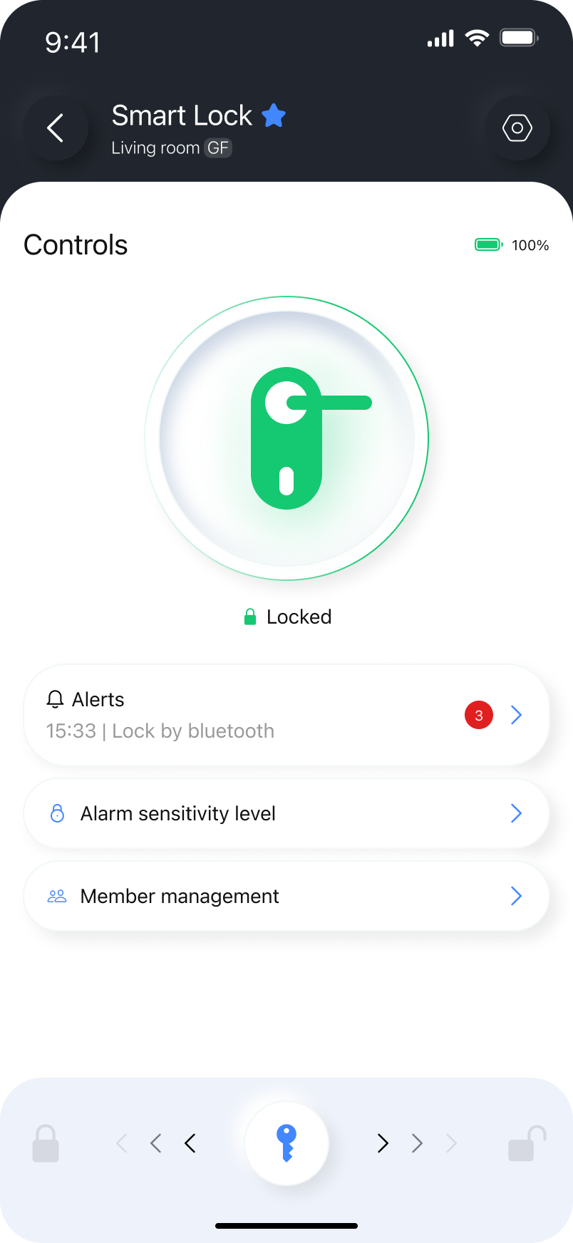 Lock control from the Nuclyo app design